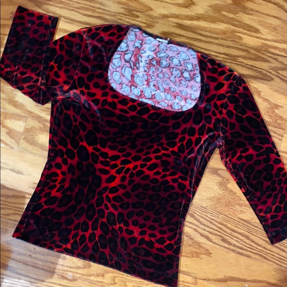 Velvet Red Leopard Print Shirt